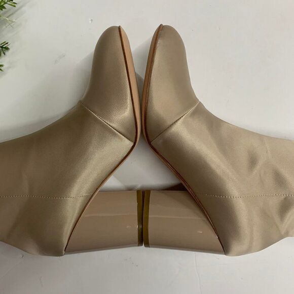 $395 Opening Ceremony Dylan Satin Leather Booties 35EU 5US Tan Champagne - Picture 8 of 11